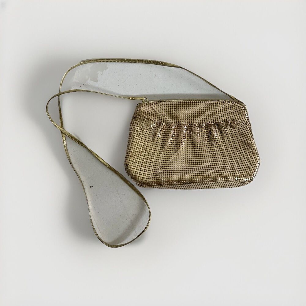 Whiting & Davis Gold Clutch Handbag Evening Clutch Bag Vintage